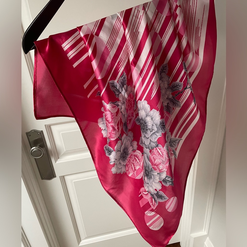 100% Silk Pink Scarf, 35” x 35”